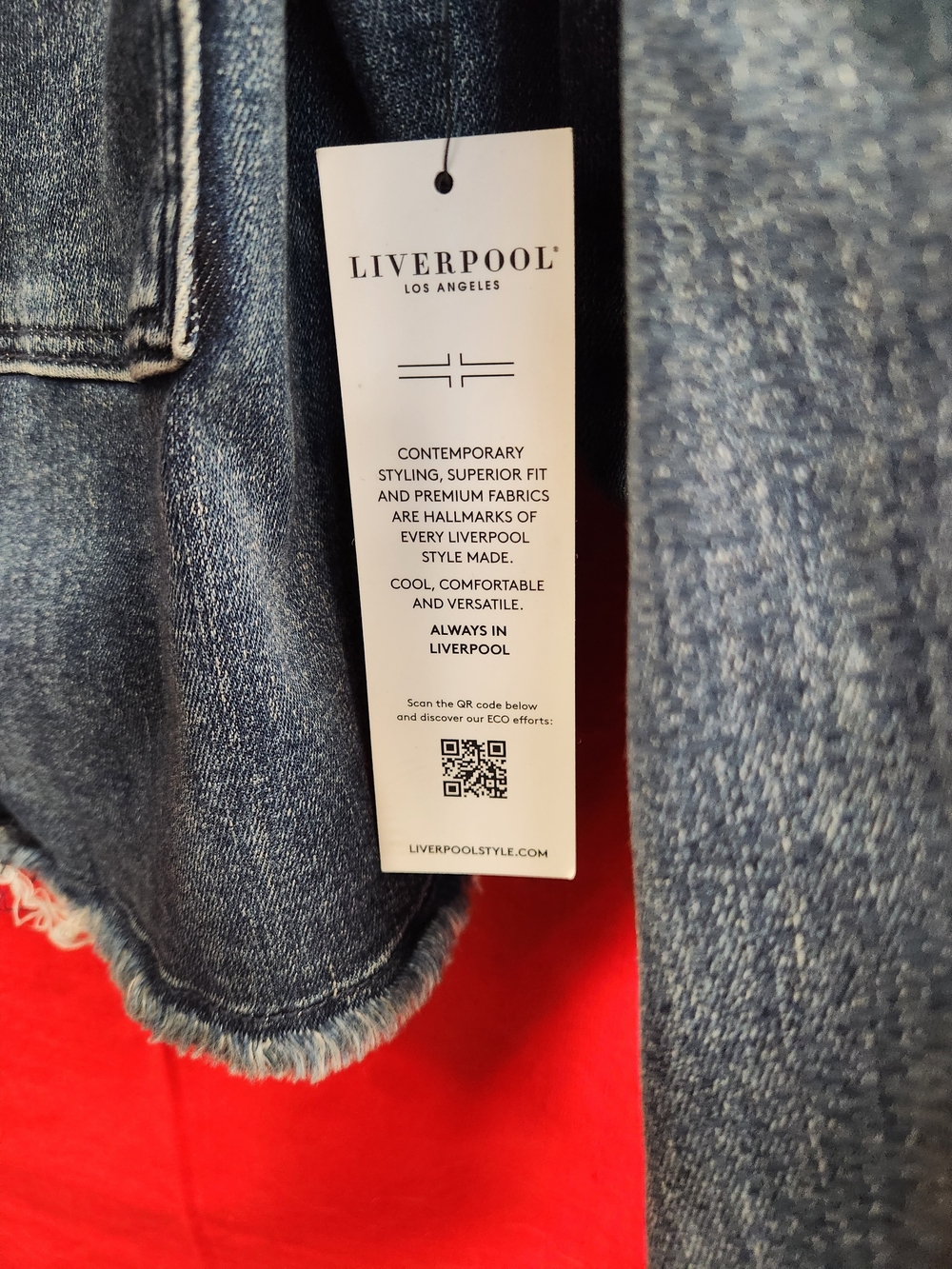 Liverpool Los Angeles "Cameron" Cropped Braided Denim Jacket - Picture 7 of 7